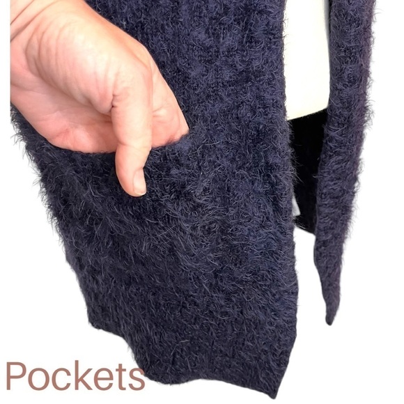 Zara Knitwear Fancy Collection Open Front Extra Soft Eyelash Black Cardigan - Picture 8 of 14